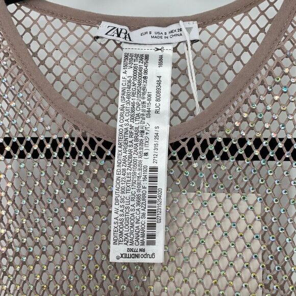 Zara Viral Blogger Favorite Nude Rhinestone Mesh Sheer Pullover Sleeveless Maxi - Picture 10 of 13